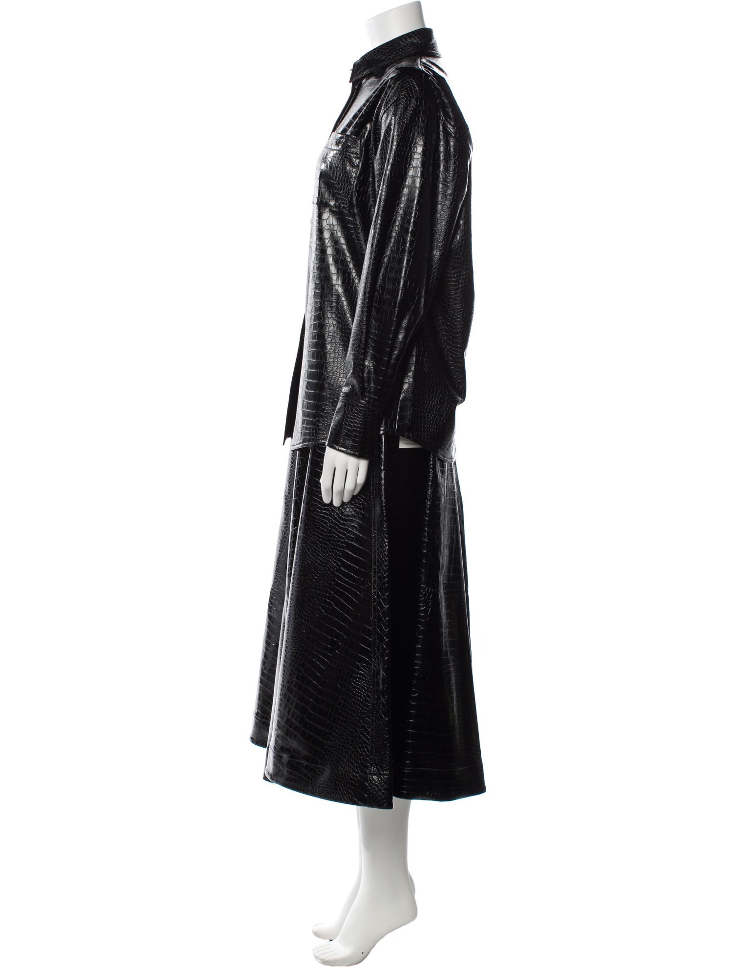Karl Lagerfeld Embossed Leather Skirt Set